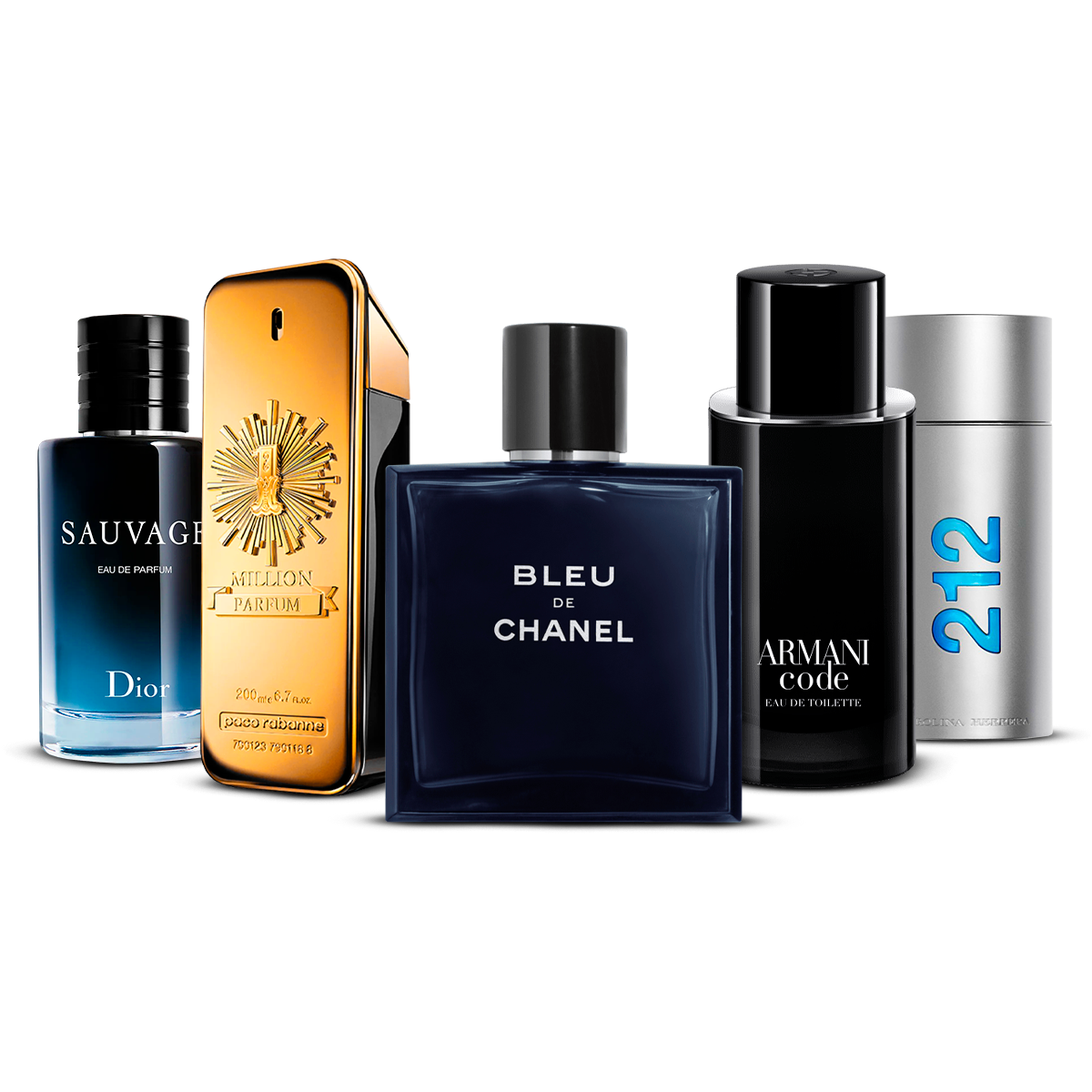 Zestaw 5 Perfum – Sauvage, 1 Million, Bleu de Chanel, Armani Code i 212 Men [100 ml každý]