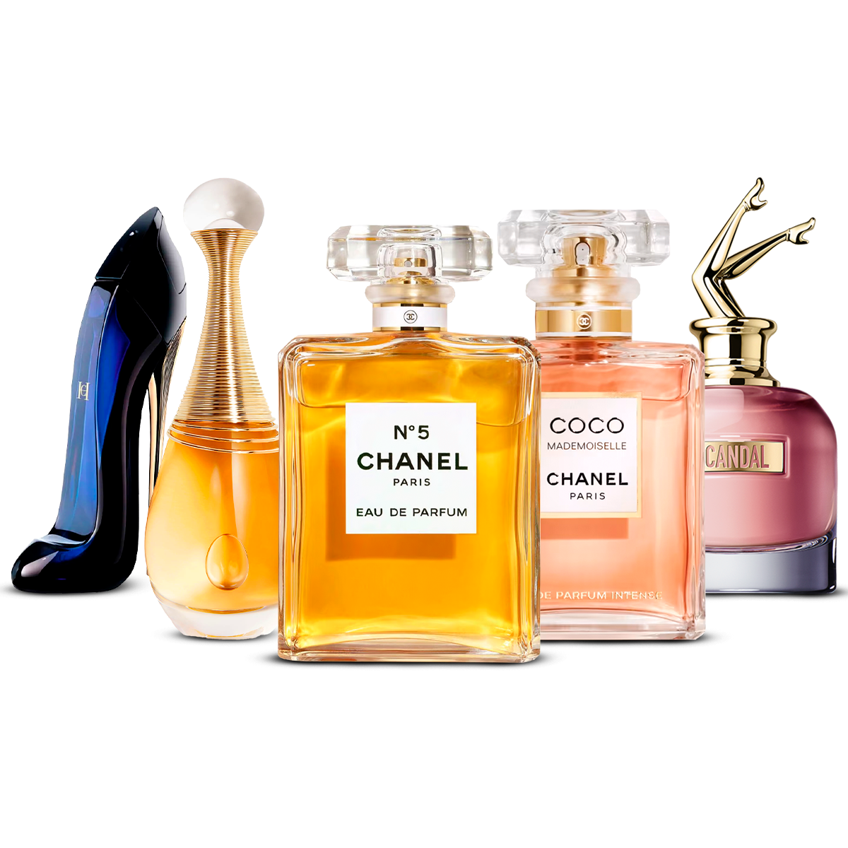 Zestaw 5 Perfum – Good Girl, J'adore, Chanel Nº5, Coco Mademoiselle i Scandal [100 ml každý]