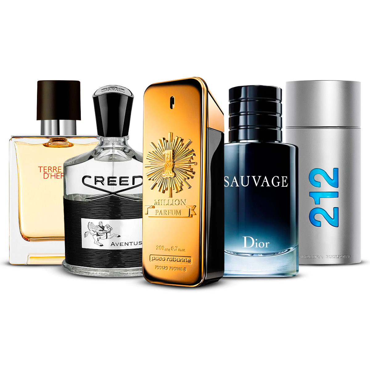 Zestaw 5 Perfum – Terre d'Hermès, Creed Aventus, 1 Million, Sauvage i 212 Men [100 ml každý]